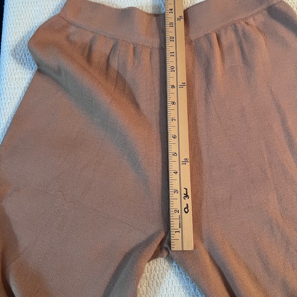 Womens Wide Leg Knit Lounge Pants Med Pink Viscose Nylon PBT Trimmed Side Slits - Picture 6 of 8